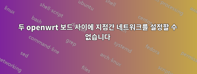 두 openwrt 보드 사이에 지점간 네트워크를 설정할 수 없습니다