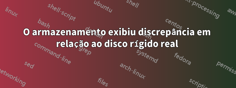 O armazenamento exibiu discrepância em relação ao disco rígido real