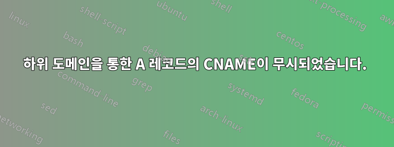 하위 도메인을 통한 A 레코드의 CNAME이 무시되었습니다.