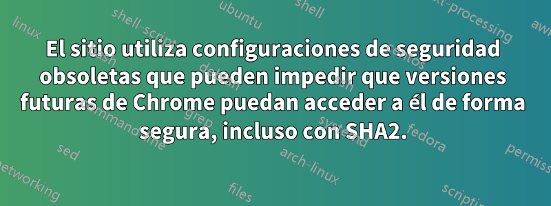 El sitio utiliza configuraciones de seguridad obsoletas que pueden impedir que versiones futuras de Chrome puedan acceder a él de forma segura, incluso con SHA2.