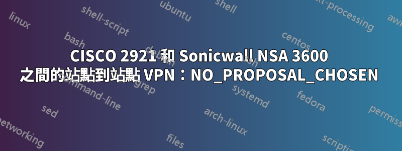 CISCO 2921 和 Sonicwall NSA 3600 之間的站點到站點 VPN：NO_PROPOSAL_CHOSEN