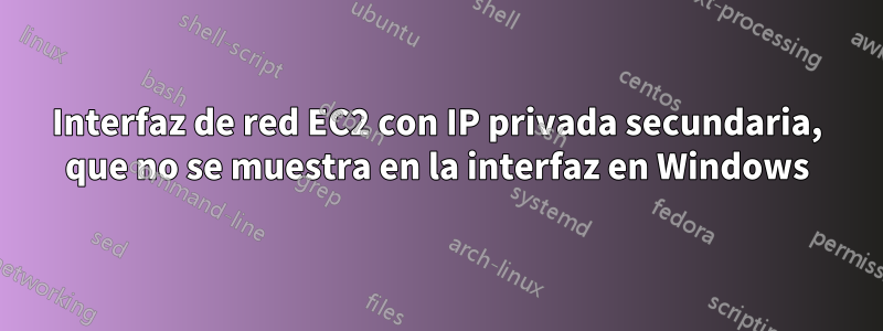 Interfaz de red EC2 con IP privada secundaria, que no se muestra en la interfaz en Windows