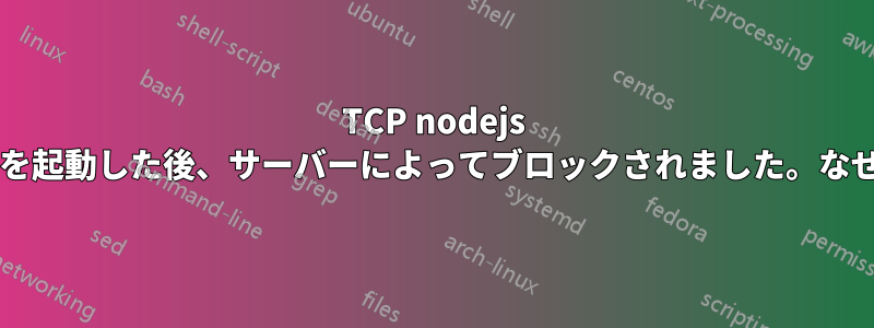 TCP nodejs サーバーを起動した後、サーバーによってブロックされました。なぜですか?