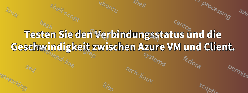 Testen Sie den Verbindungsstatus und die Geschwindigkeit zwischen Azure VM und Client.