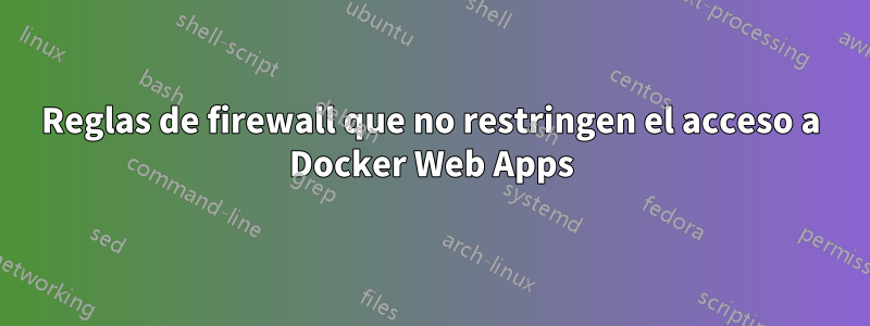 Reglas de firewall que no restringen el acceso a Docker Web Apps