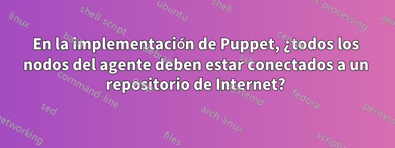 En la implementación de Puppet, ¿todos los nodos del agente deben estar conectados a un repositorio de Internet?