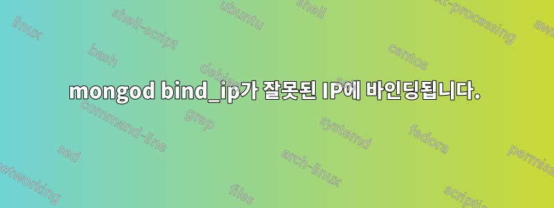 mongod bind_ip가 잘못된 IP에 바인딩됩니다.