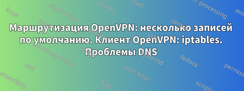 Маршрутизация OpenVPN: несколько записей по умолчанию. Клиент OpenVPN: iptables. Проблемы DNS