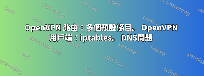 OpenVPN 路由：多個預設條目。 OpenVPN 用戶端：iptables。 DNS問題