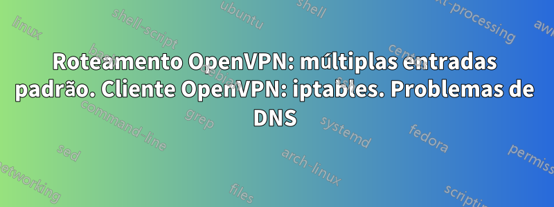 Roteamento OpenVPN: múltiplas entradas padrão. Cliente OpenVPN: iptables. Problemas de DNS