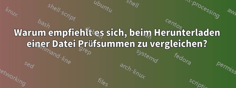 Warum empfiehlt es sich, beim Herunterladen einer Datei Prüfsummen zu vergleichen?