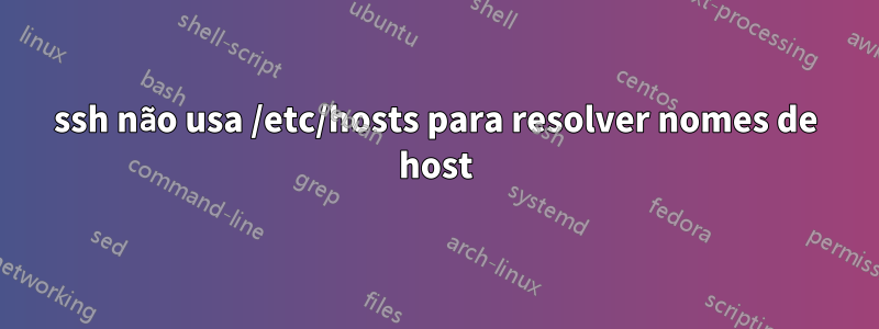 ssh não usa /etc/hosts para resolver nomes de host