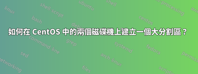 如何在 CentOS 中的兩個磁碟機上建立一個大分割區？