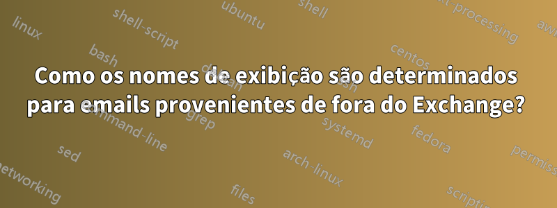 Como os nomes de exibição são determinados para emails provenientes de fora do Exchange?