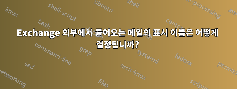 Exchange 외부에서 들어오는 메일의 표시 이름은 어떻게 결정됩니까?