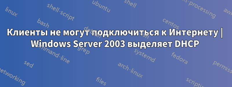 Клиенты не могут подключиться к Интернету | Windows Server 2003 выделяет DHCP