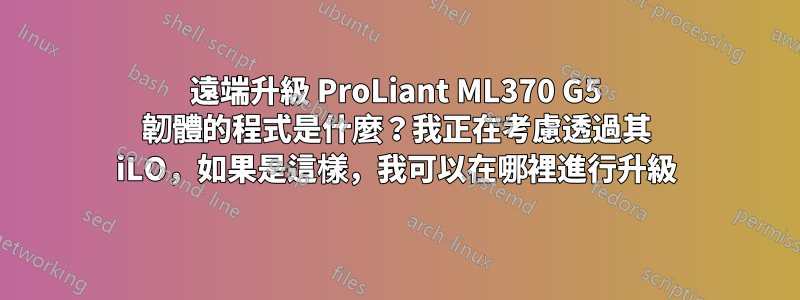 遠端升級 ProLiant ML370 G5 韌體的程式是什麼？我正在考慮透過其 iLO，如果是這樣，我可以在哪裡進行升級