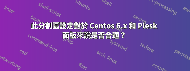 此分割區設定對於 Centos 6.x 和 Plesk 面板來說是否合適？