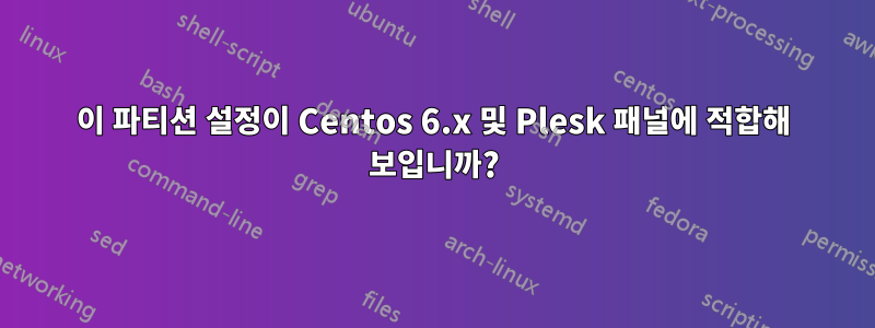 이 파티션 설정이 Centos 6.x 및 Plesk 패널에 적합해 보입니까?