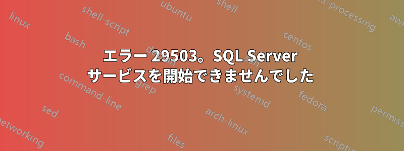 エラー 29503。SQL Server サービスを開始できませんでした