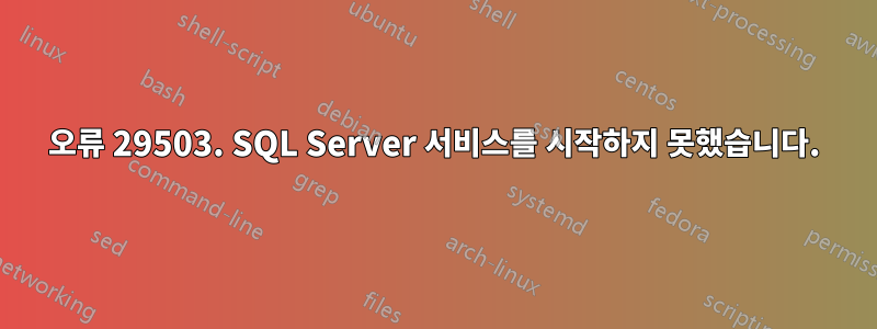 오류 29503. SQL Server 서비스를 시작하지 못했습니다.