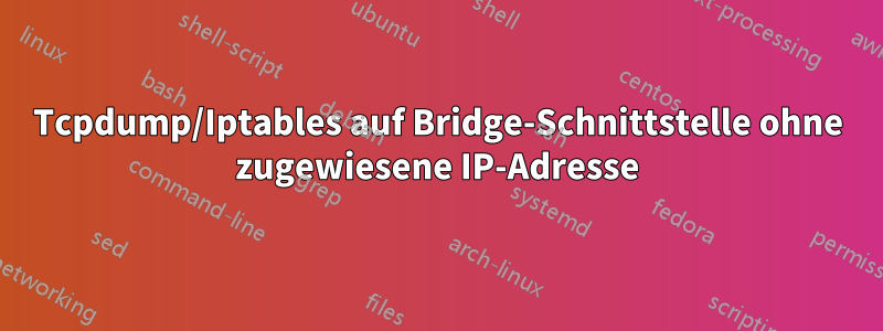 Tcpdump/Iptables auf Bridge-Schnittstelle ohne zugewiesene IP-Adresse