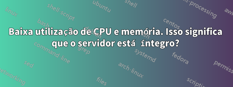 Baixa utilização de CPU e memória. Isso significa que o servidor está íntegro?