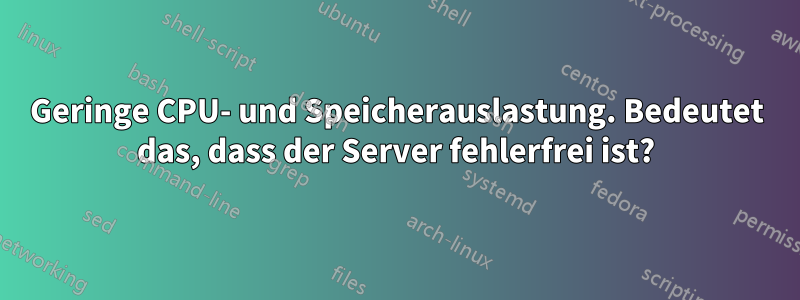 Geringe CPU- und Speicherauslastung. Bedeutet das, dass der Server fehlerfrei ist?