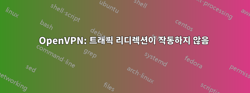 OpenVPN: 트래픽 리디렉션이 작동하지 않음