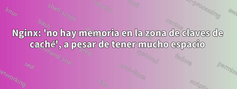 Nginx: 'no hay memoria en la zona de claves de caché', a pesar de tener mucho espacio