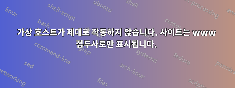 가상 호스트가 제대로 작동하지 않습니다. 사이트는 www 접두사로만 표시됩니다.