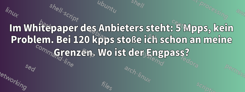 Im Whitepaper des Anbieters steht: 5 Mpps, kein Problem. Bei 120 kpps stoße ich schon an meine Grenzen. Wo ist der Engpass?