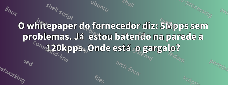 O whitepaper do fornecedor diz: 5Mpps sem problemas. Já estou batendo na parede a 120kpps. Onde está o gargalo?