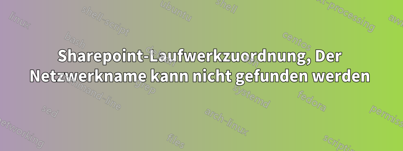 Sharepoint-Laufwerkzuordnung, Der Netzwerkname kann nicht gefunden werden