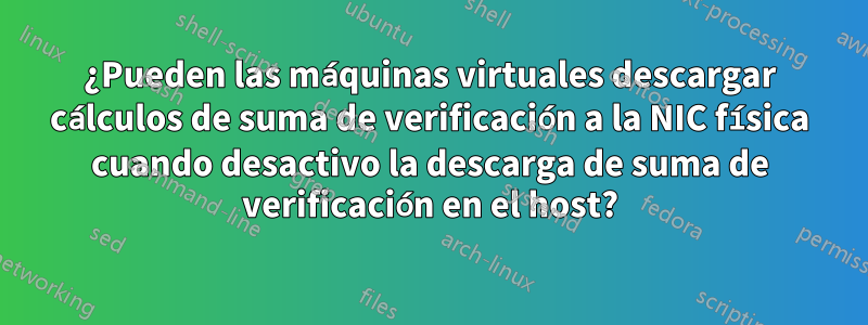 ¿Pueden las máquinas virtuales descargar cálculos de suma de verificación a la NIC física cuando desactivo la descarga de suma de verificación en el host?