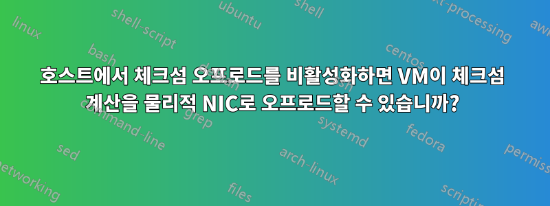 호스트에서 체크섬 오프로드를 비활성화하면 VM이 체크섬 계산을 물리적 NIC로 오프로드할 수 있습니까?