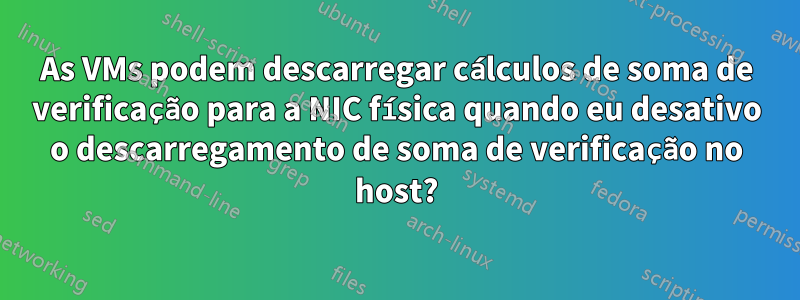 As VMs podem descarregar cálculos de soma de verificação para a NIC física quando eu desativo o descarregamento de soma de verificação no host?