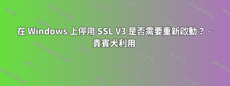 在 Windows 上停用 SSL V3 是否需要重新啟動？ - 貴賓犬利用