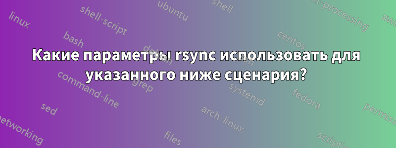 Какие параметры rsync использовать для указанного ниже сценария?