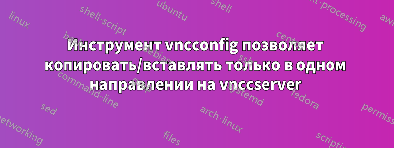 Инструмент vncconfig позволяет копировать/вставлять только в одном направлении на vnccserver