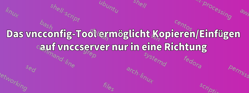 Das vncconfig-Tool ermöglicht Kopieren/Einfügen auf vnccserver nur in eine Richtung