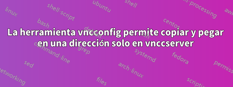 La herramienta vncconfig permite copiar y pegar en una dirección solo en vnccserver