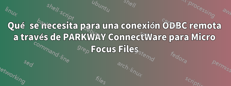 Qué se necesita para una conexión ODBC remota a través de PARKWAY ConnectWare para Micro Focus Files