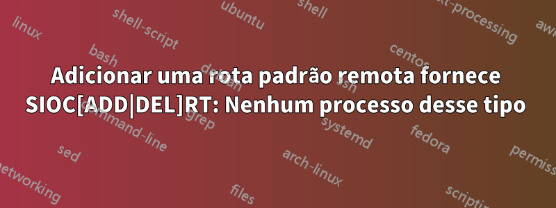 Adicionar uma rota padrão remota fornece SIOC[ADD|DEL]RT: Nenhum processo desse tipo
