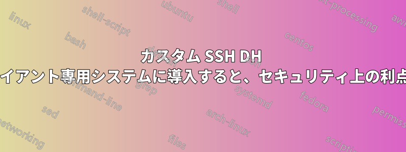 カスタム SSH DH グループをクライアント専用システムに導入すると、セキュリティ上の利点はありますか?
