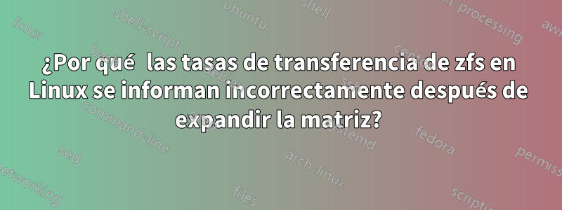 ¿Por qué las tasas de transferencia de zfs en Linux se informan incorrectamente después de expandir la matriz?