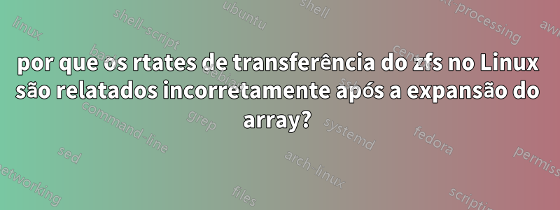 por que os rtates de transferência do zfs no Linux são relatados incorretamente após a expansão do array?