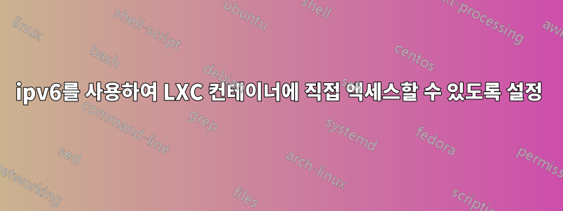 ipv6를 사용하여 LXC 컨테이너에 직접 액세스할 수 있도록 설정