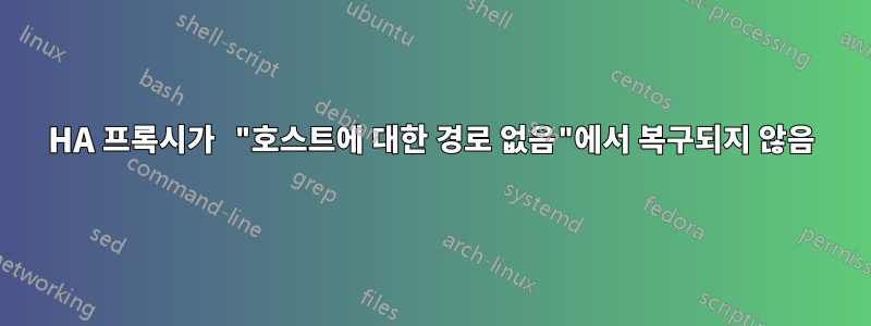 HA 프록시가 "호스트에 대한 경로 없음"에서 복구되지 않음