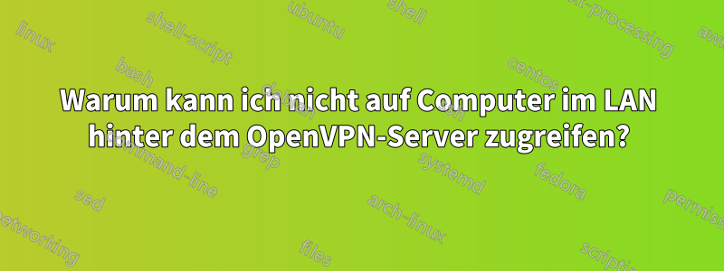 Warum kann ich nicht auf Computer im LAN hinter dem OpenVPN-Server zugreifen?